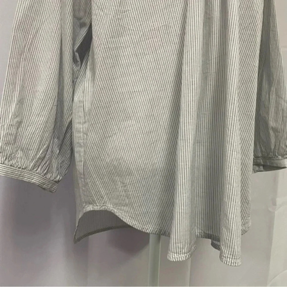 Everlane The Ruched Air Blouse Cotton Striped 12 Large - Picture 7 of 13